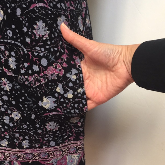 Lucky Brand Navy Purple Mini Dress Paisley Boho Tunic Stretch Pockets - Picture 4 of 7